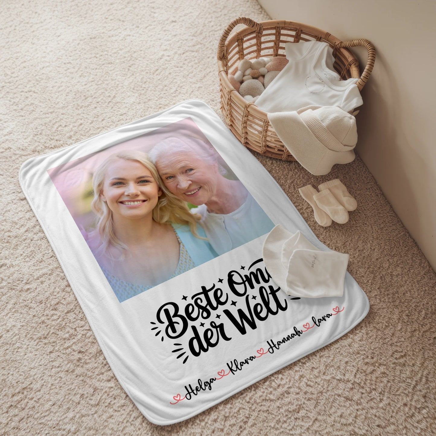 Personalisierte Decke Oma Foto, Namen & Wunschtext-Beste Oma der Welt