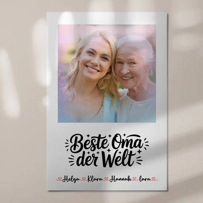 Oma Plakat Fotoboard Personalisierbar mit Foto, Namen & Wunschtext
