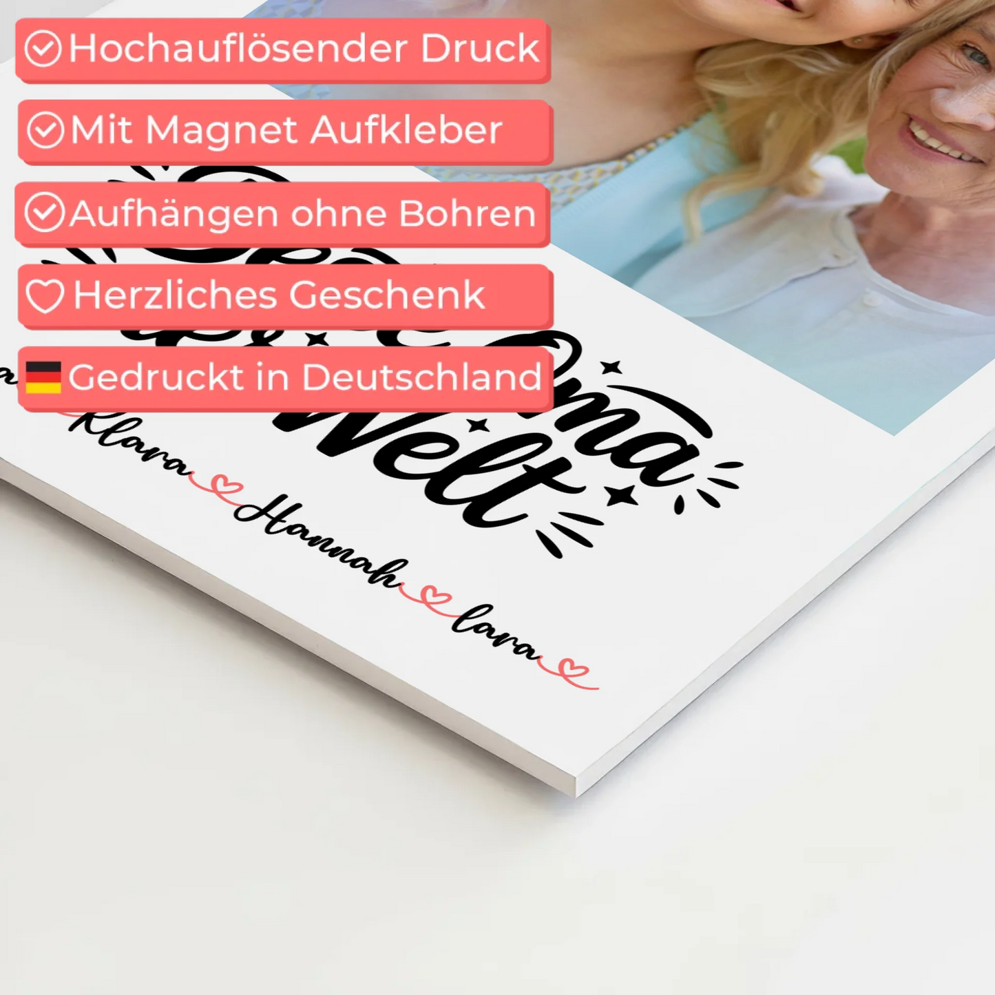 Oma Plakat Fotoboard Personalisierbar mit Foto, Namen & Wunschtext