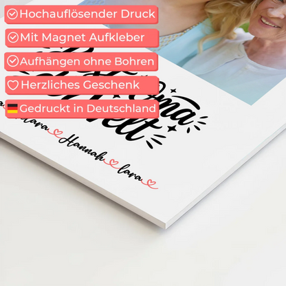 Oma Plakat Fotoboard Personalisierbar mit Foto, Namen & Wunschtext