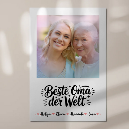 Oma Plakat Fotoboard Personalisierbar mit Foto, Namen & Wunschtext