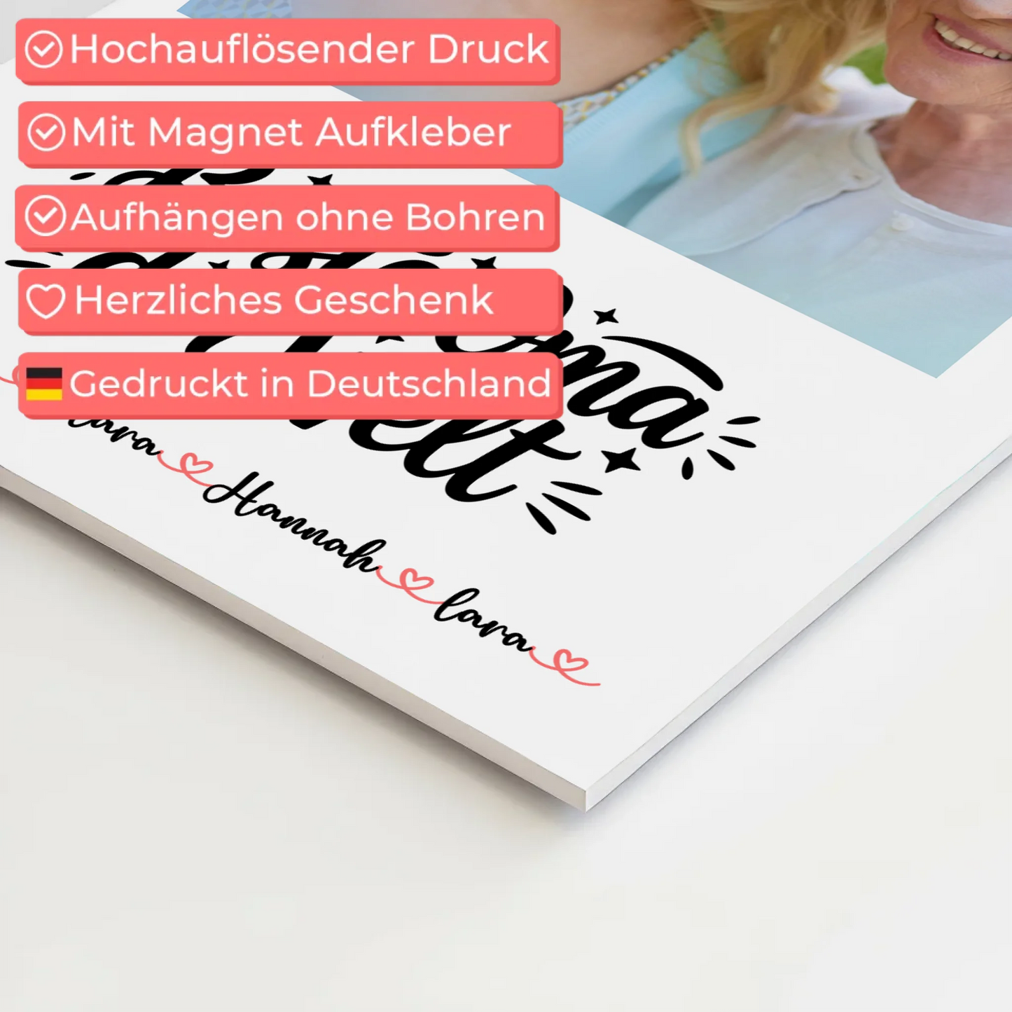 Oma Plakat Fotoboard Personalisierbar mit Foto, Namen & Wunschtext