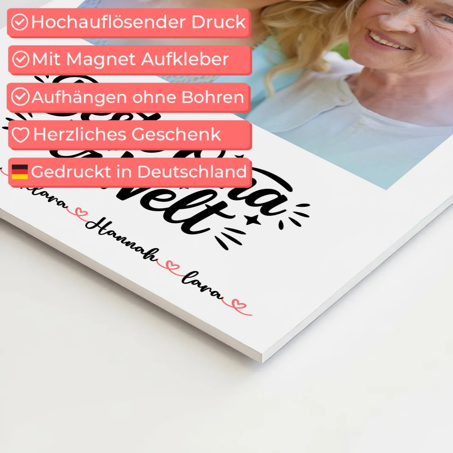 Oma Plakat Fotoboard Personalisierbar mit Foto, Namen & Wunschtext