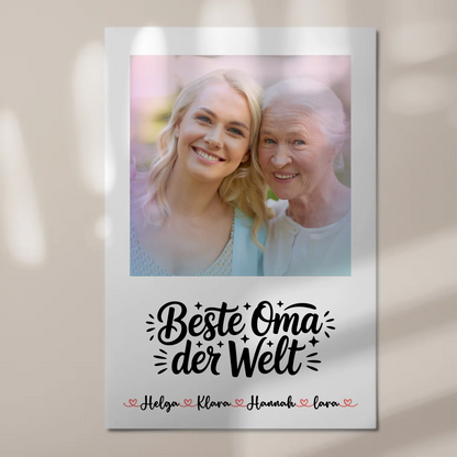 Oma Plakat Fotoboard Personalisierbar mit Foto, Namen & Wunschtext