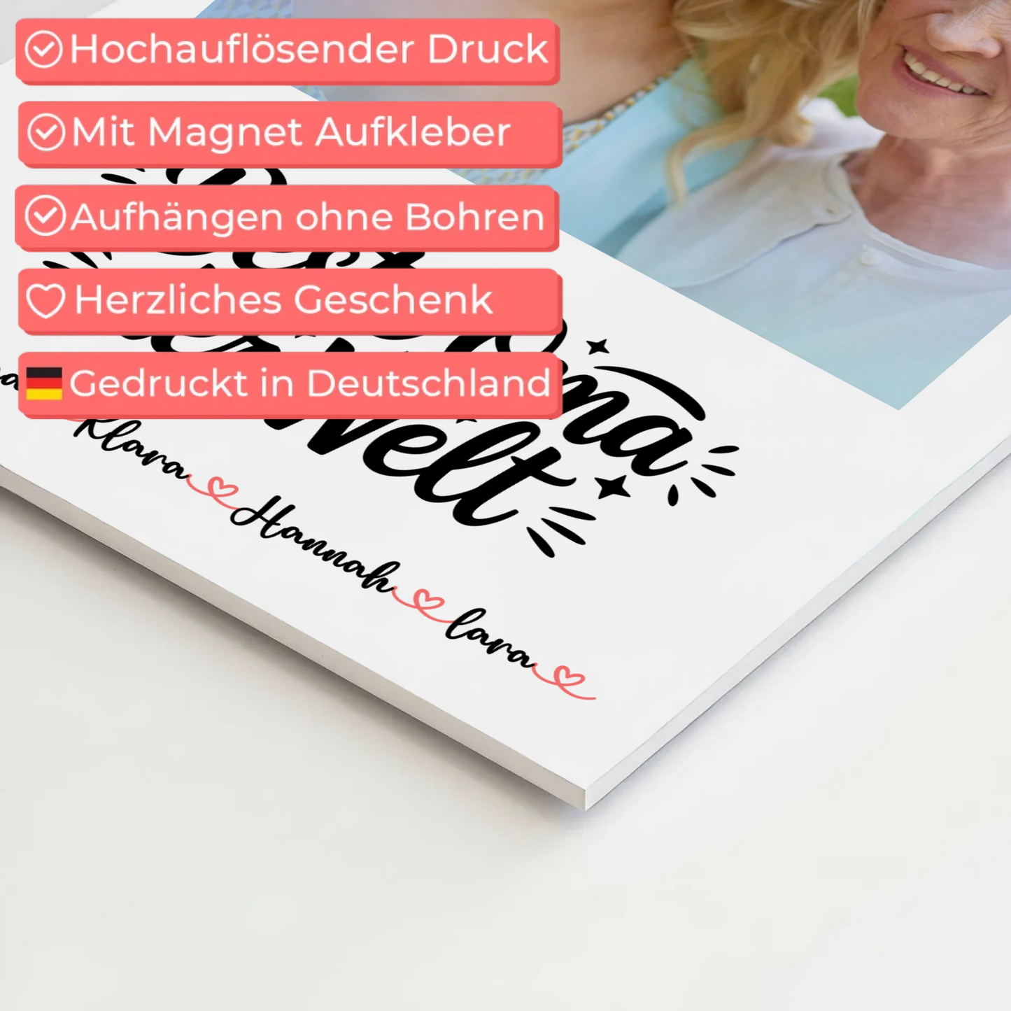 Oma Plakat Fotoboard Personalisierbar mit Foto, Namen & Wunschtext