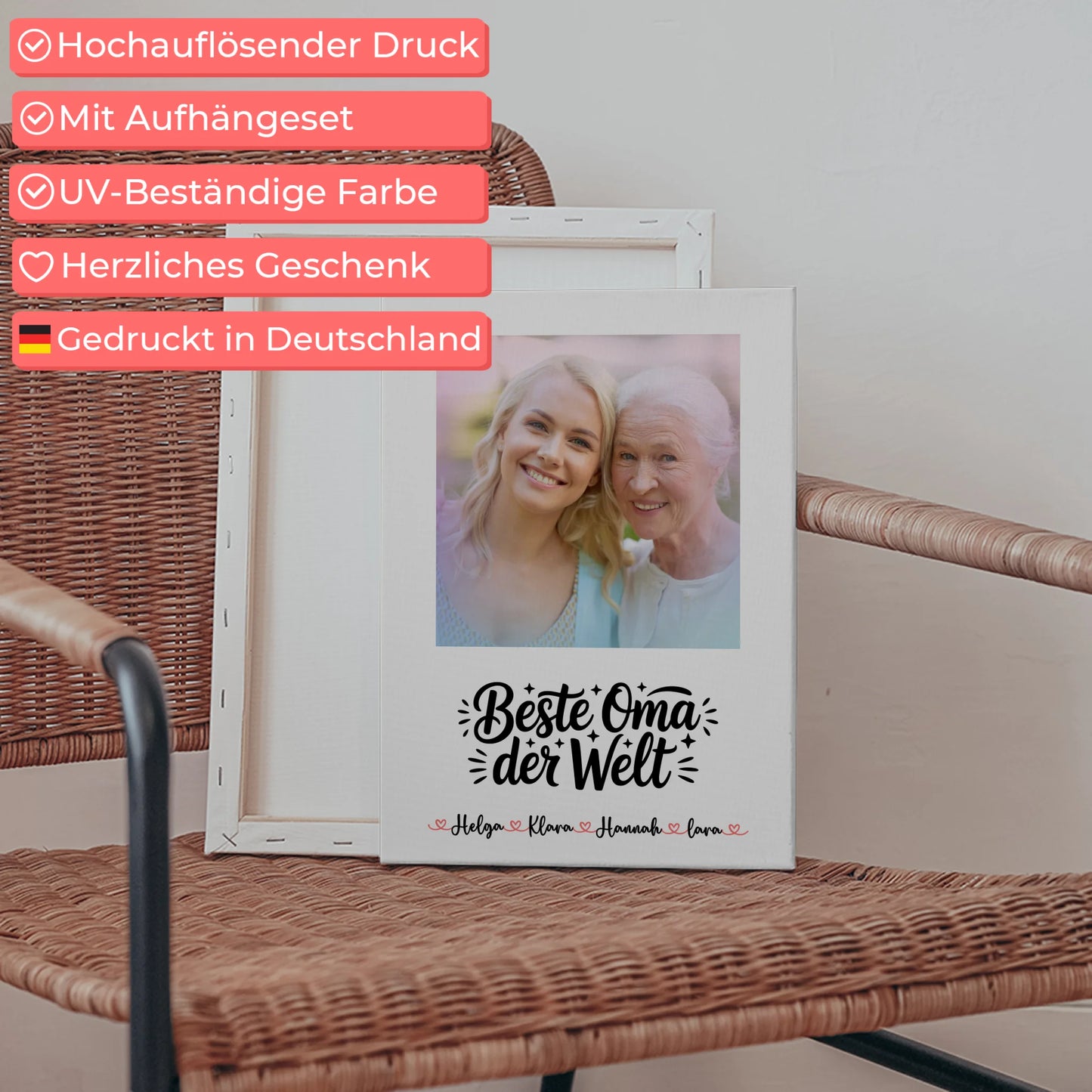 Oma Plakat Leinwand Personalisiert Beste Oma Der Welt mit Foto & Namen