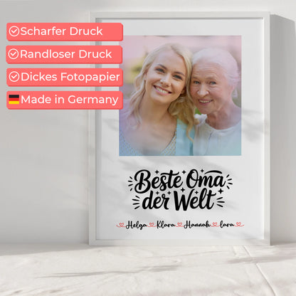 Oma Plakat Poster Personalisierbar Beste Oma mit Foto, Namen &Wunschtext