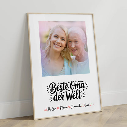Oma Plakat Poster Personalisierbar Beste Oma mit Foto, Namen &Wunschtext