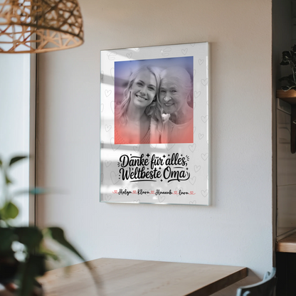 Oma Plakat Acrylglas Bild Personalisierbar Mit Foto, Namen & eigenem Spruch Black & White