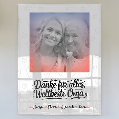 Oma Plakat Acrylglas Bild Personalisierbar Mit Foto, Namen & eigenem Spruch Black & White