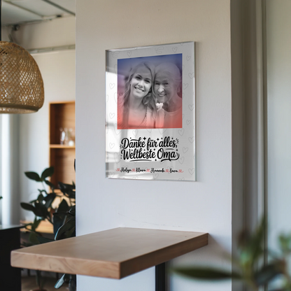 Oma Plakat Acrylglas Bild Personalisierbar Mit Foto, Namen & eigenem Spruch Black & White