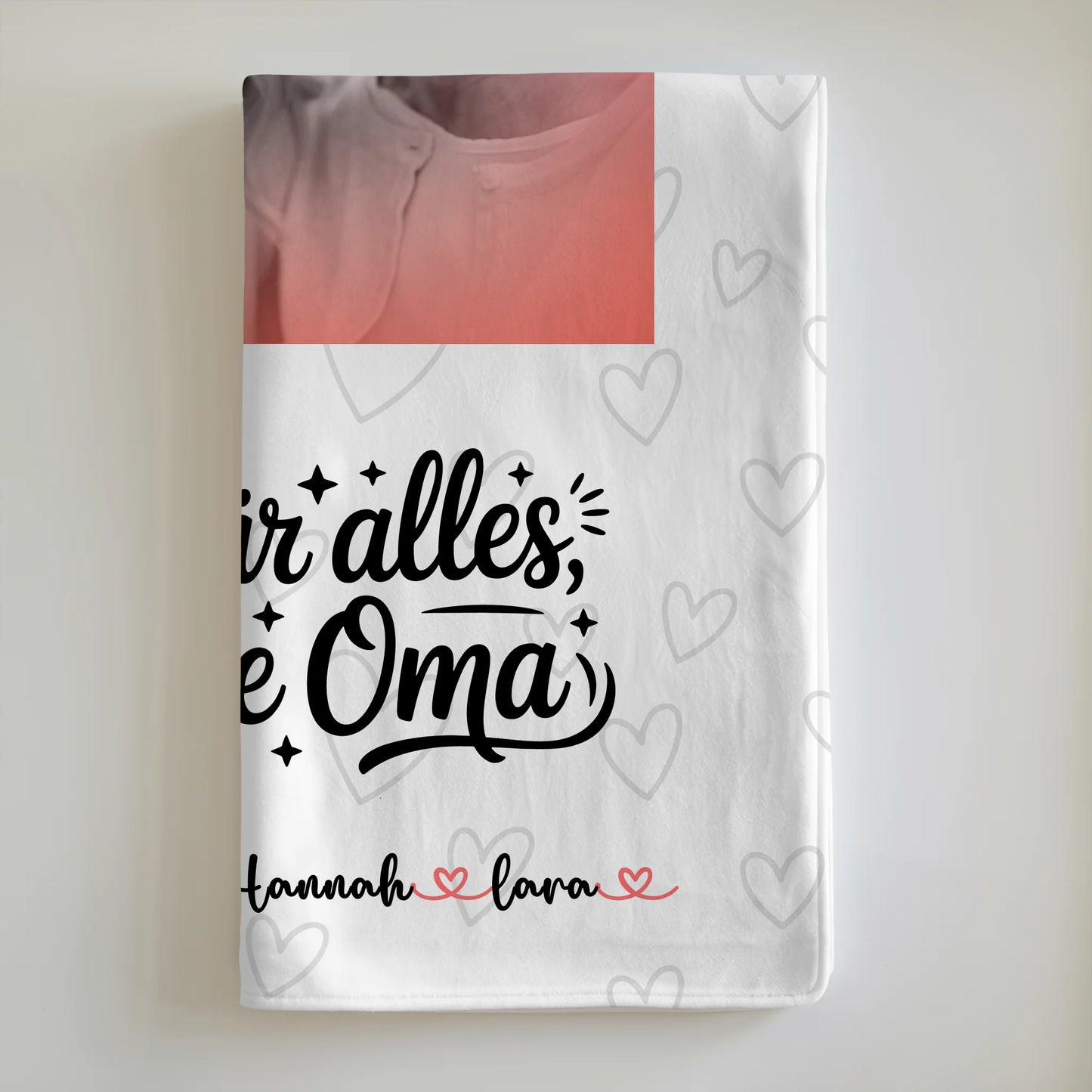Kuscheldecke Mit Namen mit Foto, Hintergrund & eigenem Spruch Black & White für Oma