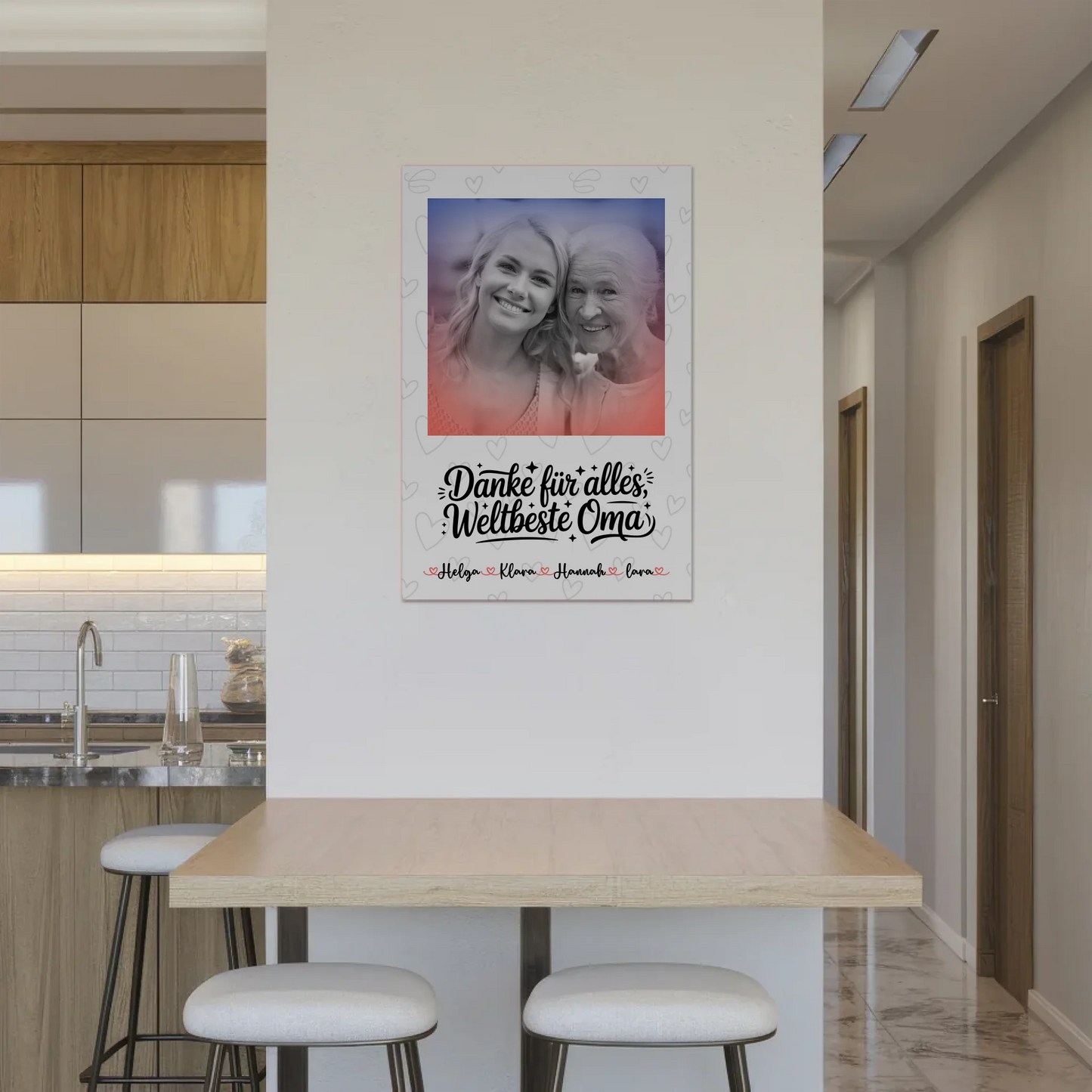 Personalisiertes Oma Plakat Fotoboard mit 1 Foto, Namen & Wunschtext Black & White