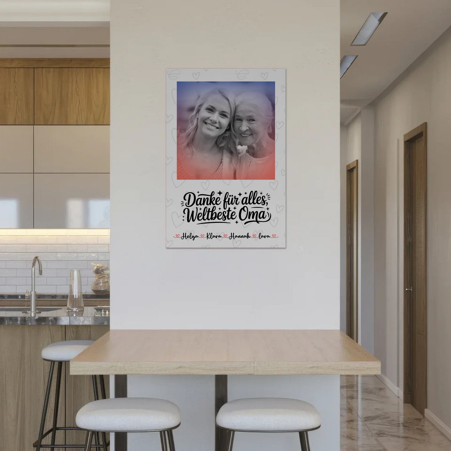 Personalisiertes Oma Plakat Fotoboard mit 1 Foto, Namen & Wunschtext Black & White