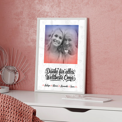Poster Oma Und Opa personalisiert Mit Foto Namen und Eigener Spruch Black & White