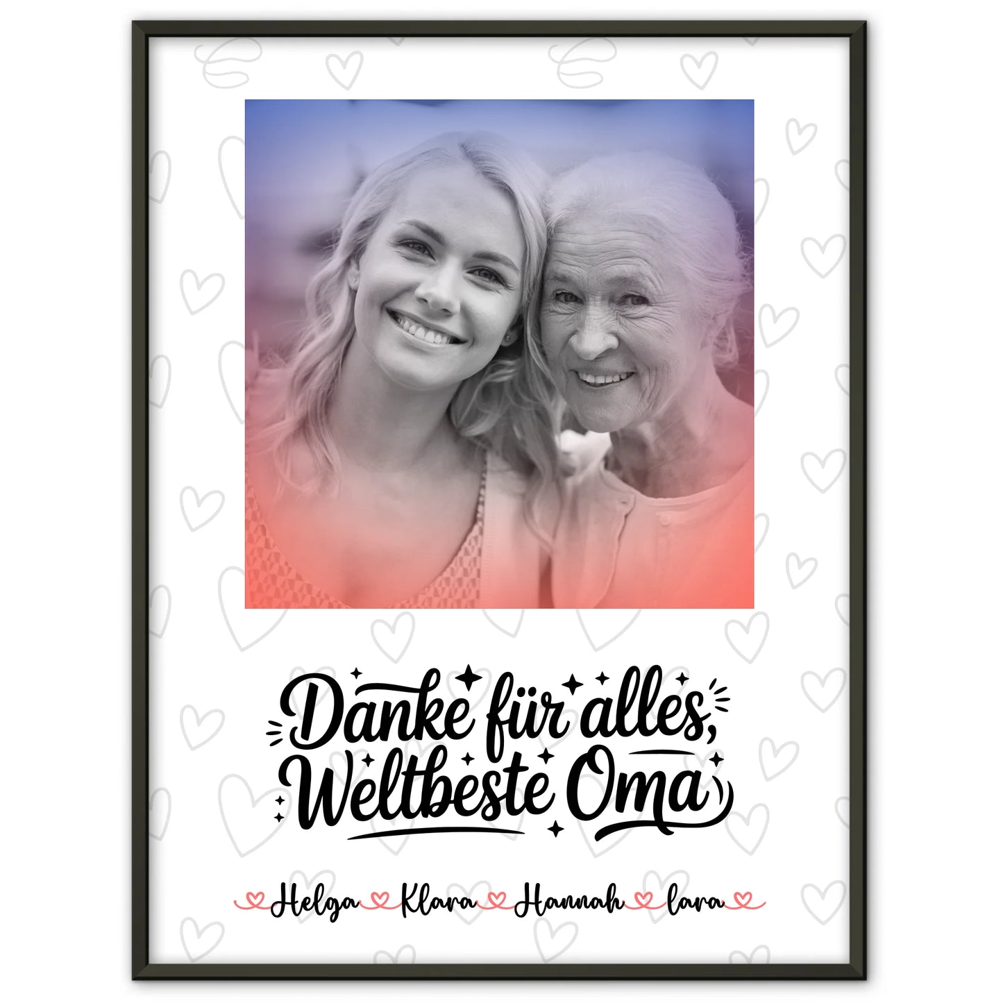 Poster Oma Und Opa personalisiert Mit Foto Namen und Eigener Spruch Black & White