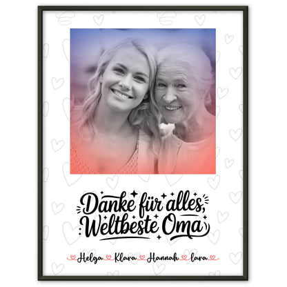 Poster Oma Und Opa personalisiert Mit Foto Namen und Eigener Spruch Black & White
