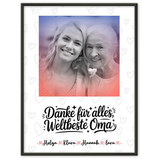 Poster Oma Und Opa personalisiert Mit Foto Namen und Eigener Spruch Black & White