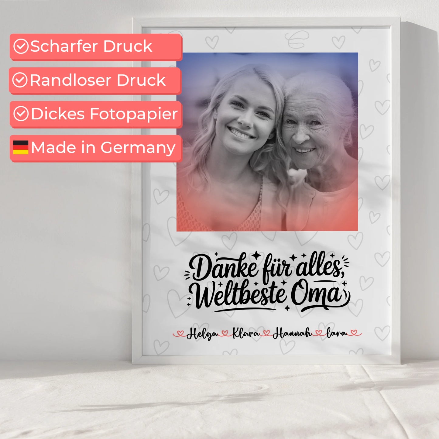 Poster Oma Und Opa personalisiert Mit Foto Namen und Eigener Spruch Black & White