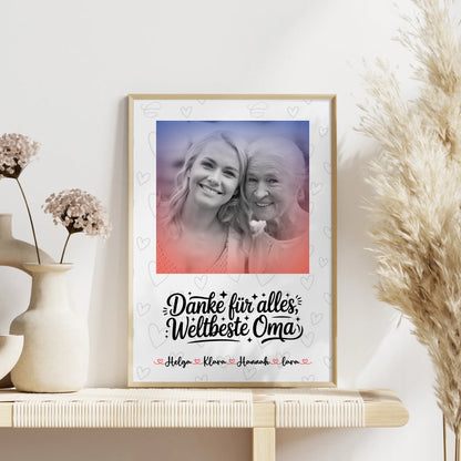 Poster Oma Und Opa personalisiert Mit Foto Namen und Eigener Spruch Black & White