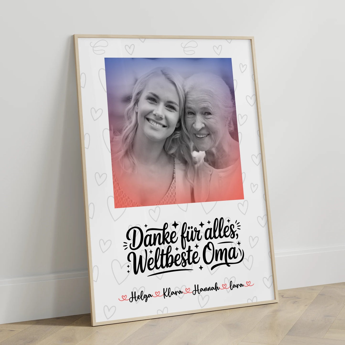 Poster Oma Und Opa personalisiert Mit Foto Namen und Eigener Spruch Black & White
