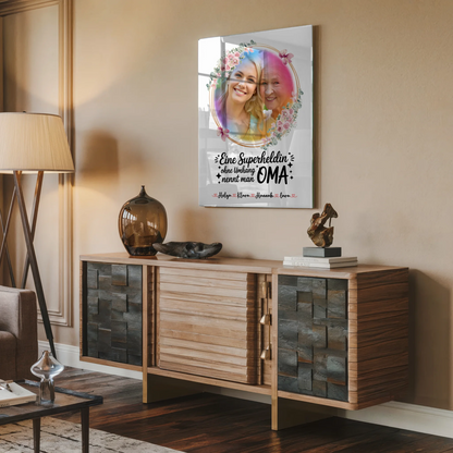Personalisiertes Oma Plakat Acrylglas Bild mit Foto & Namen