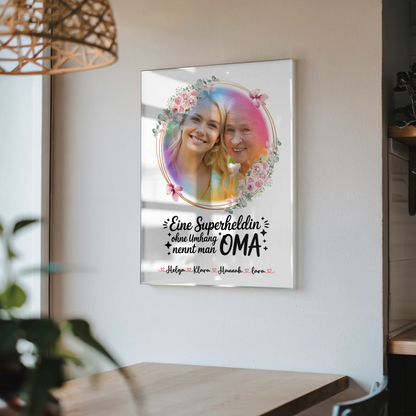 Personalisiertes Oma Plakat Acrylglas Bild mit Foto & Namen