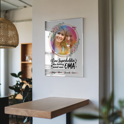Personalisiertes Oma Plakat Acrylglas Bild mit Foto & Namen