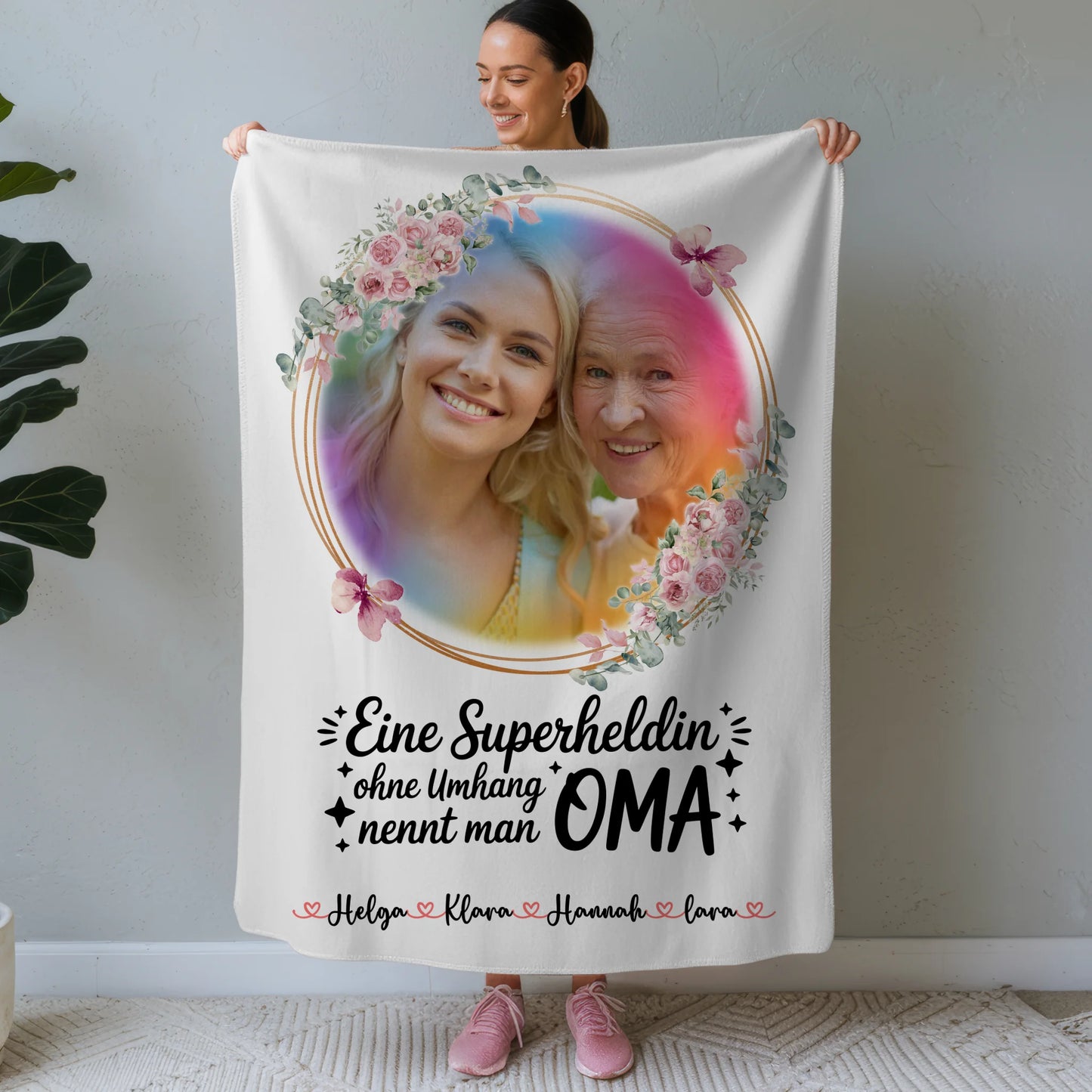 Personalisierte Decke Oma Und Opa mit Foto & Namen