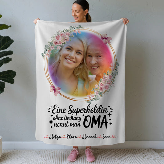 Personalisierte Decke Oma Und Opa mit Foto & Namen