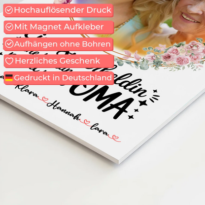 Oma Plakat Fotoboard mit Namen, Foto & Eigener Spruch