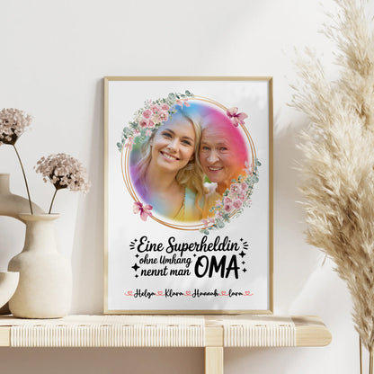 Poster Oma mit Foto, Namen und eigenem Spruch