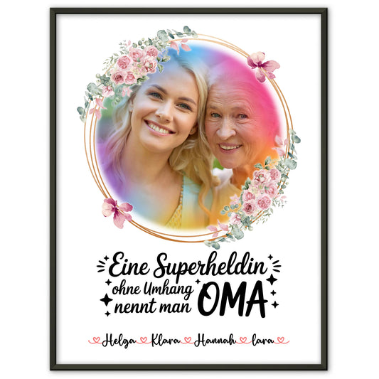 Poster Oma mit Foto, Namen und eigenem Spruch