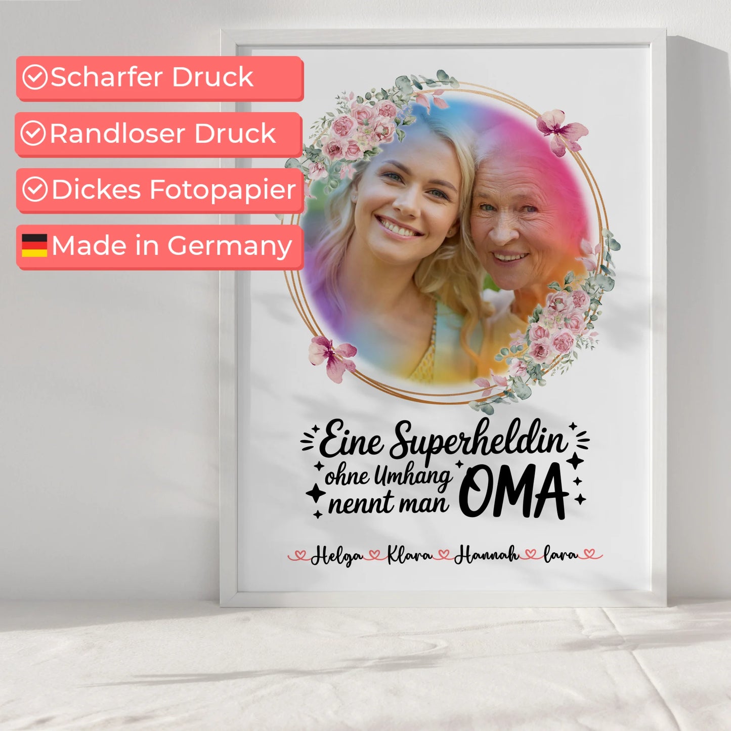 Poster Oma mit Foto, Namen und eigenem Spruch