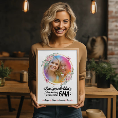 Poster Oma mit Foto, Namen und eigenem Spruch