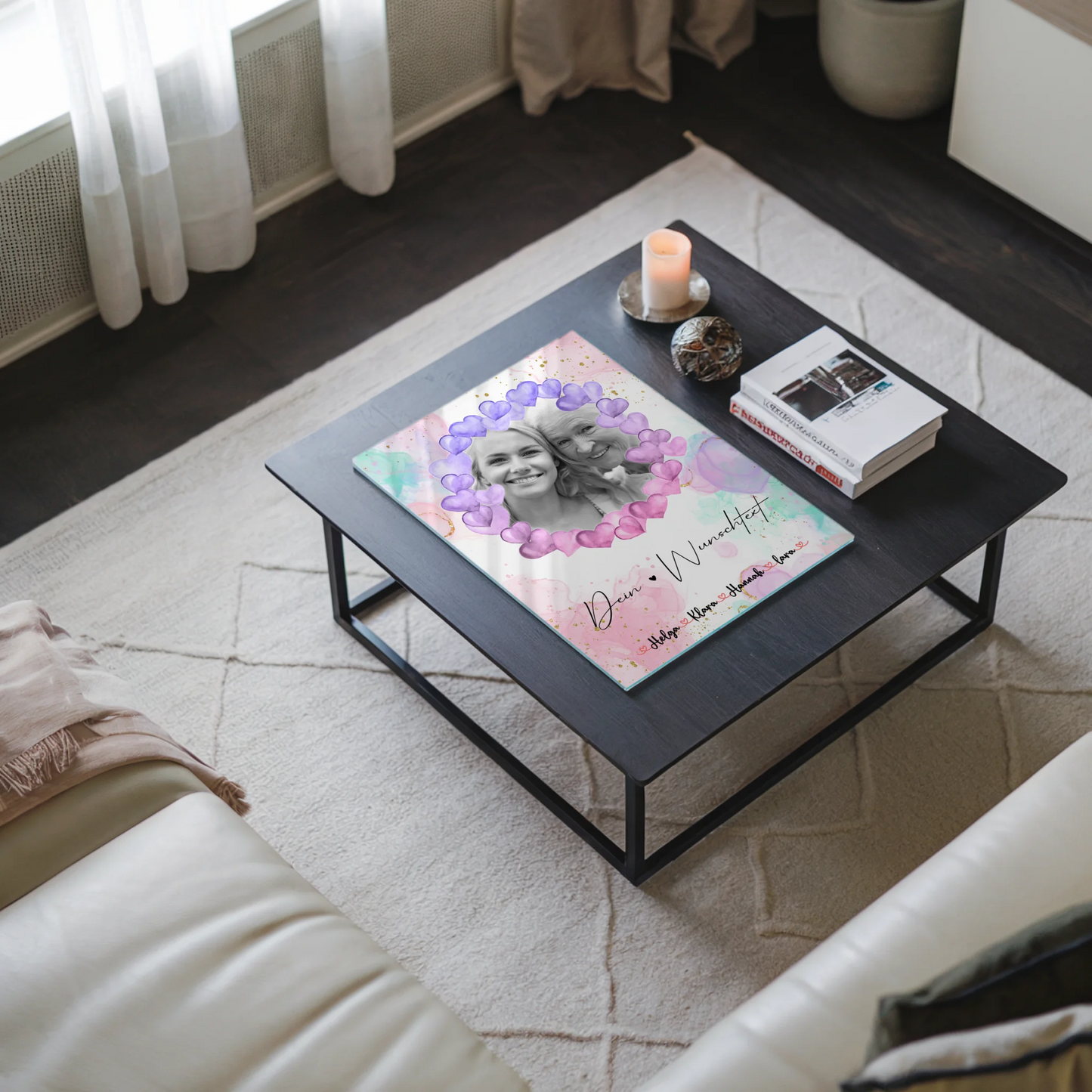 Oma Plakat Acrylglas Bild Personalisiert mit Foto, Namen & Wunschtext Black & White