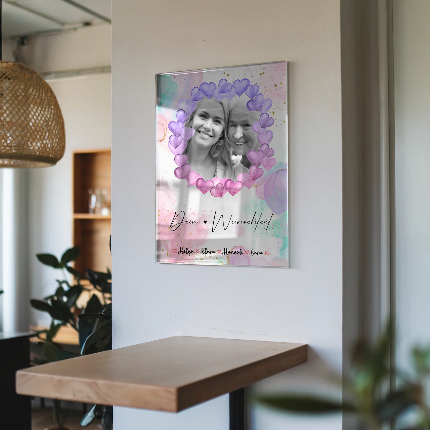 Oma Plakat Acrylglas Bild Personalisiert mit Foto, Namen & Wunschtext Black & White