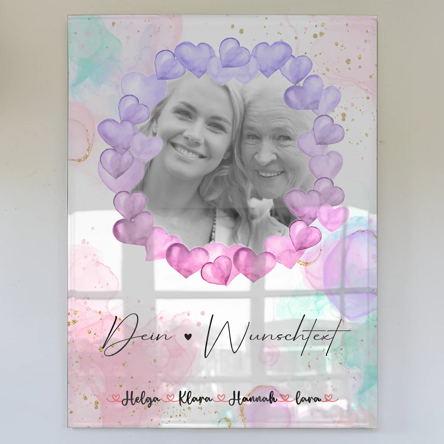 Oma Plakat Acrylglas Bild Personalisiert mit Foto, Namen & Wunschtext Black & White