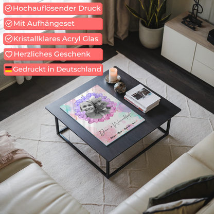 Oma Plakat Acrylglas Bild Personalisiert mit Foto, Namen & Wunschtext Black & White