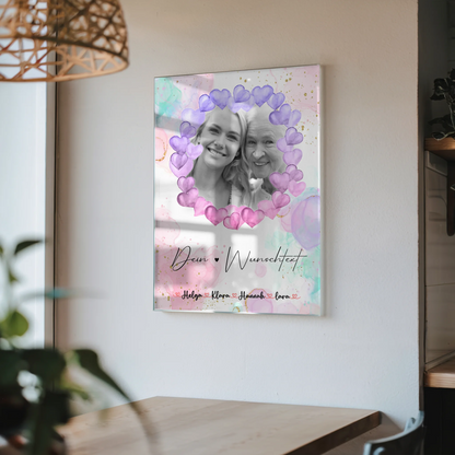 Oma Plakat Acrylglas Bild Personalisiert mit Foto, Namen & Wunschtext Black & White