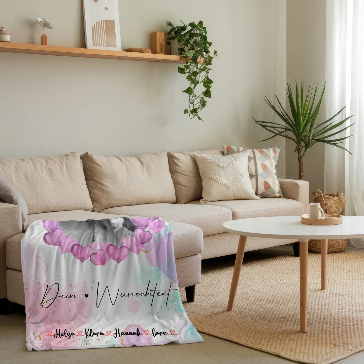 Kuscheldecke Mit Namen mit Foto, Wunschtext & eigenem Spruch für Oma Black & White