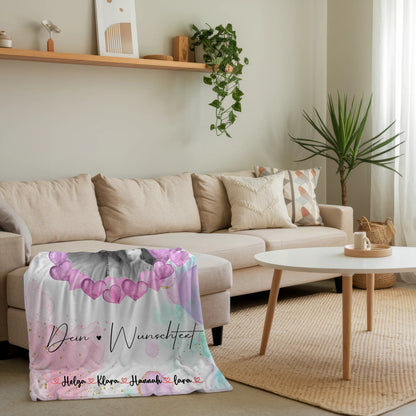 Kuscheldecke Mit Namen mit Foto, Wunschtext & eigenem Spruch für Oma Black & White