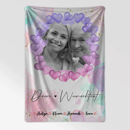 Kuscheldecke Mit Namen mit Foto, Wunschtext & eigenem Spruch für Oma Black & White