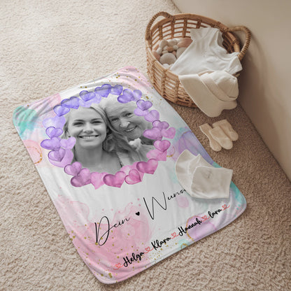 Kuscheldecke Mit Namen mit Foto, Wunschtext & eigenem Spruch für Oma Black & White