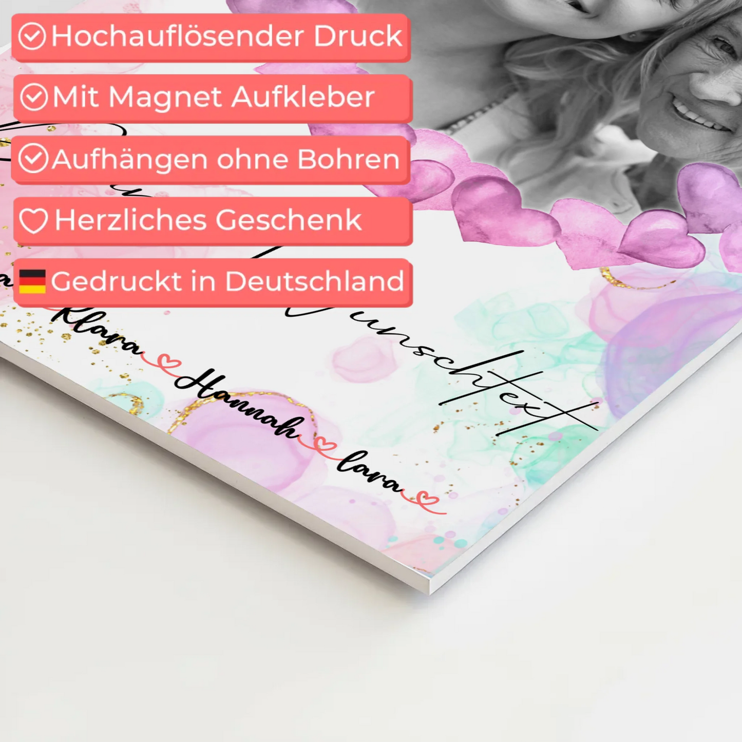 Oma Plakat Fotoboard Mit Foto, Namen & Wunschtext Black & White personalisierbar