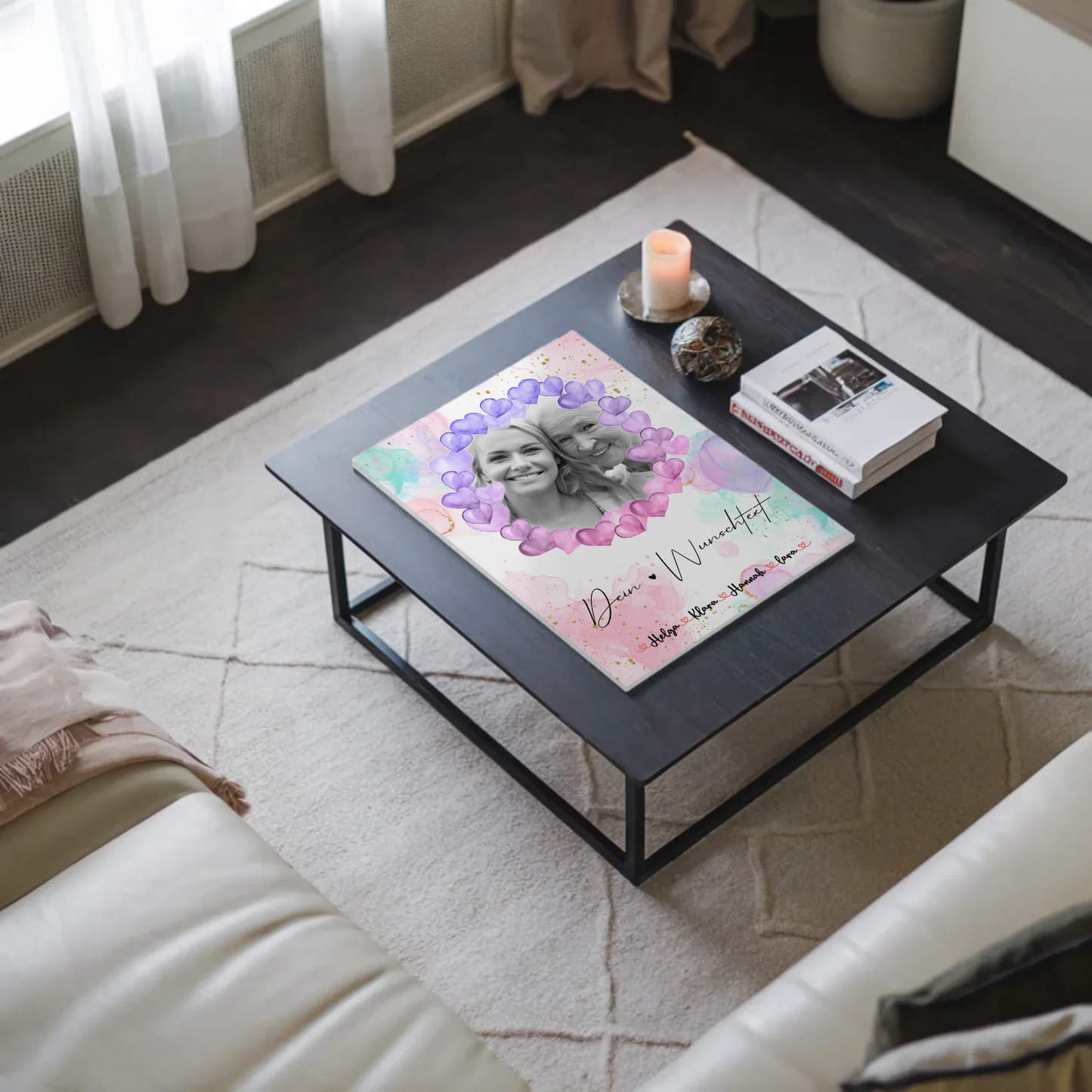 Oma Plakat Fotoboard Mit Foto, Namen & Wunschtext Black & White personalisierbar