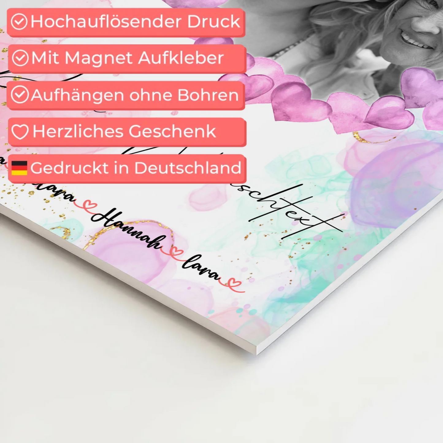 Oma Plakat Fotoboard Mit Foto, Namen & Wunschtext Black & White personalisierbar