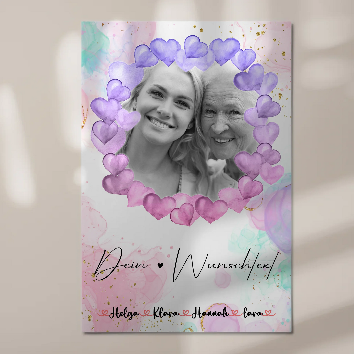 Oma Plakat Fotoboard Mit Foto, Namen & Wunschtext Black & White personalisierbar