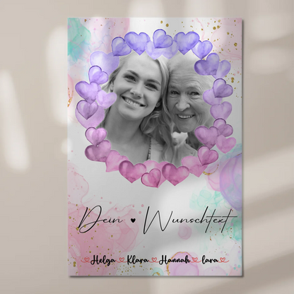 Oma Plakat Fotoboard Mit Foto, Namen & Wunschtext Black & White personalisierbar