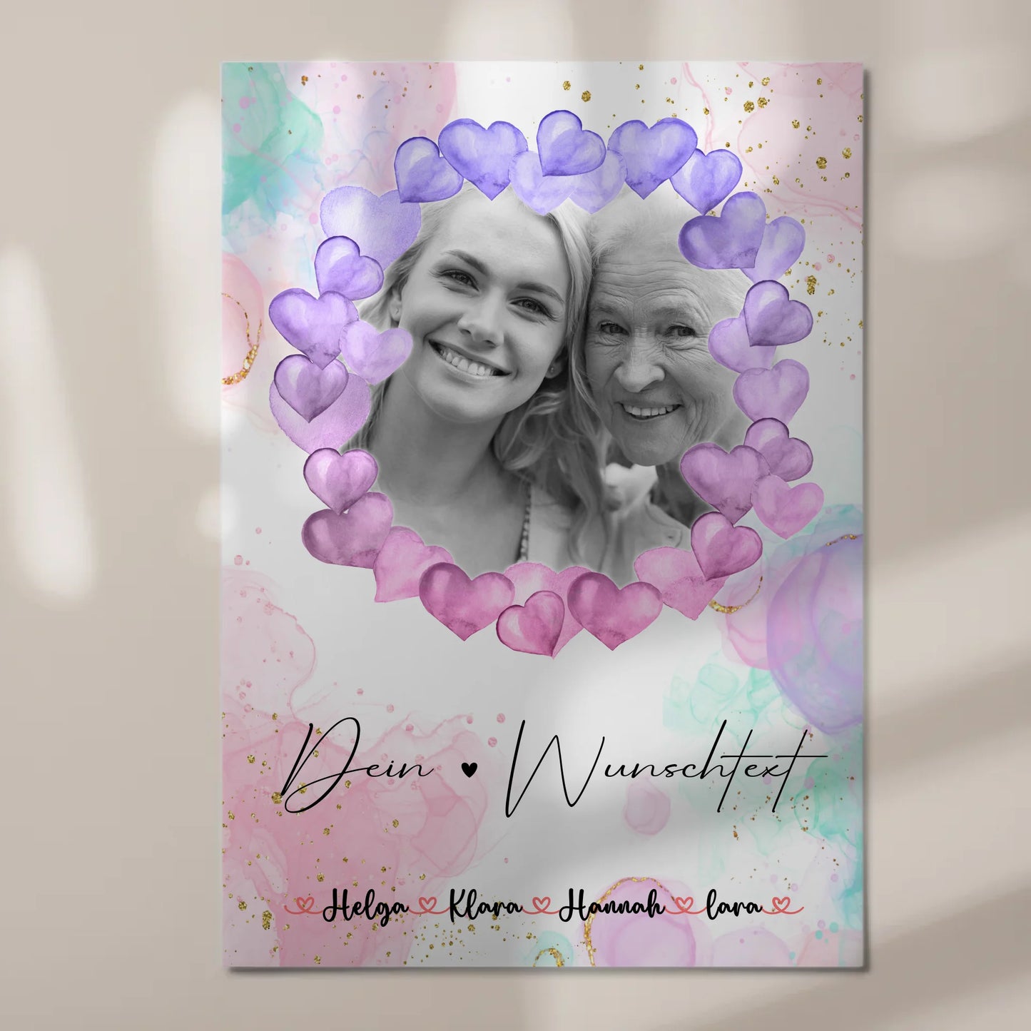 Oma Plakat Fotoboard Mit Foto, Namen & Wunschtext Black & White personalisierbar